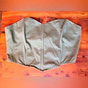 La Hearts Olive Green Corset-Style Waist Top